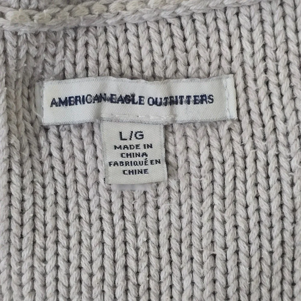 American Eagle Blue Open‎ Weave Cotton Knit Sweater Size L Bohemian